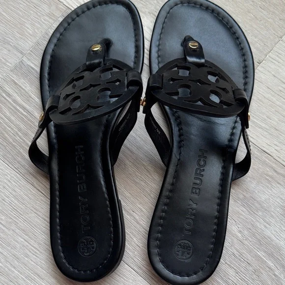 Tory Burch Black Leather Sandals - Picture 3 of 5